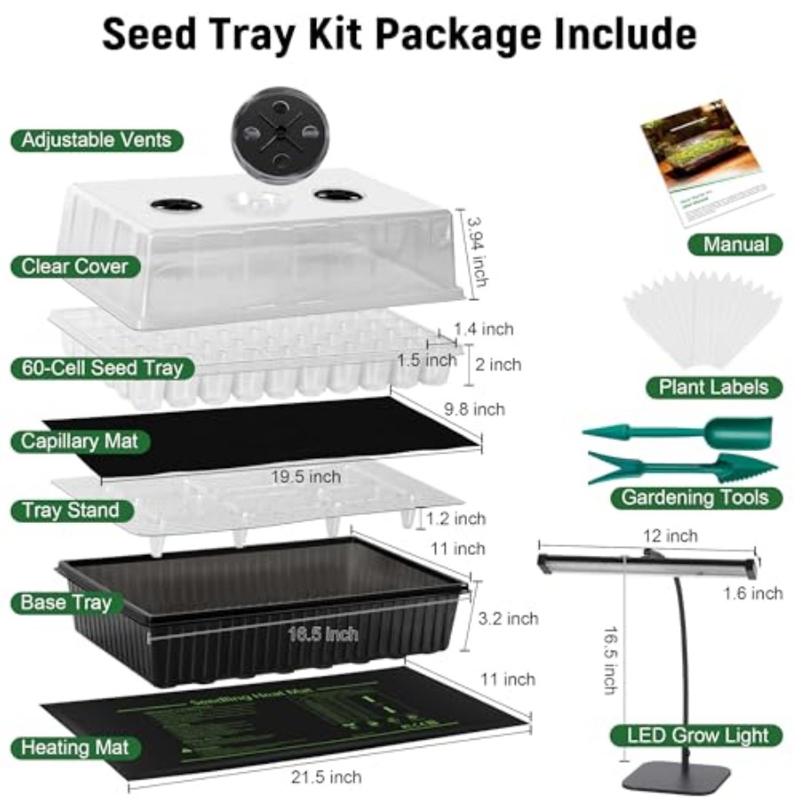 60-Cell Self-Watering Seed Sta - Heat Mat Seedling 评论和价格